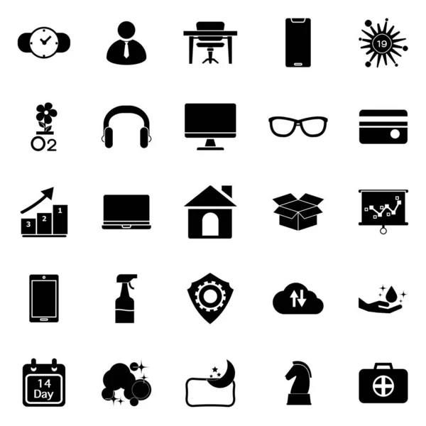 Work Home Covid Icons Stock Vector — Stock Vector