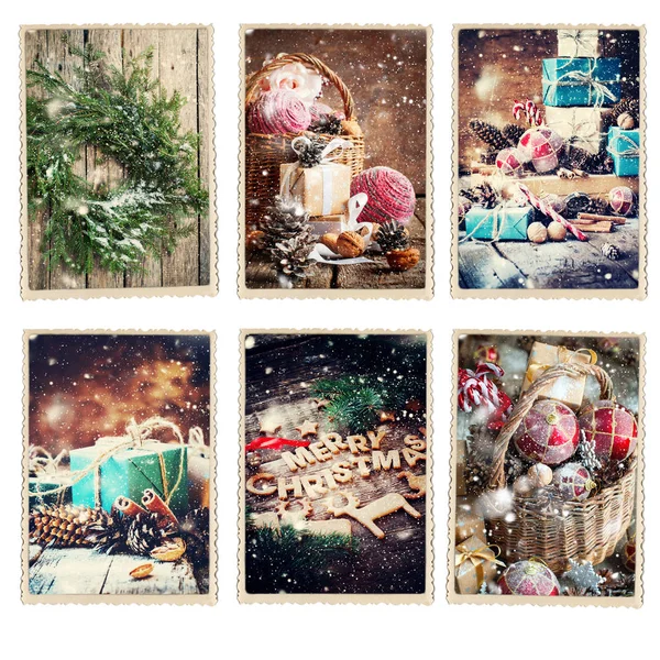 Definir Natal Cartões diferentes Retro Photo Frame — Fotografia de Stock