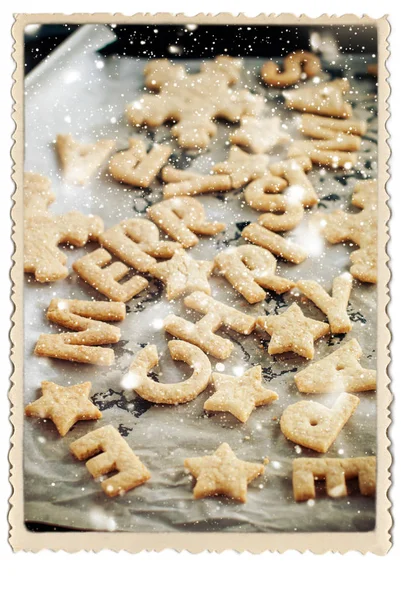 ベーキング クッキー クリスマス レトロ ビンテージ フレーム — ストック写真