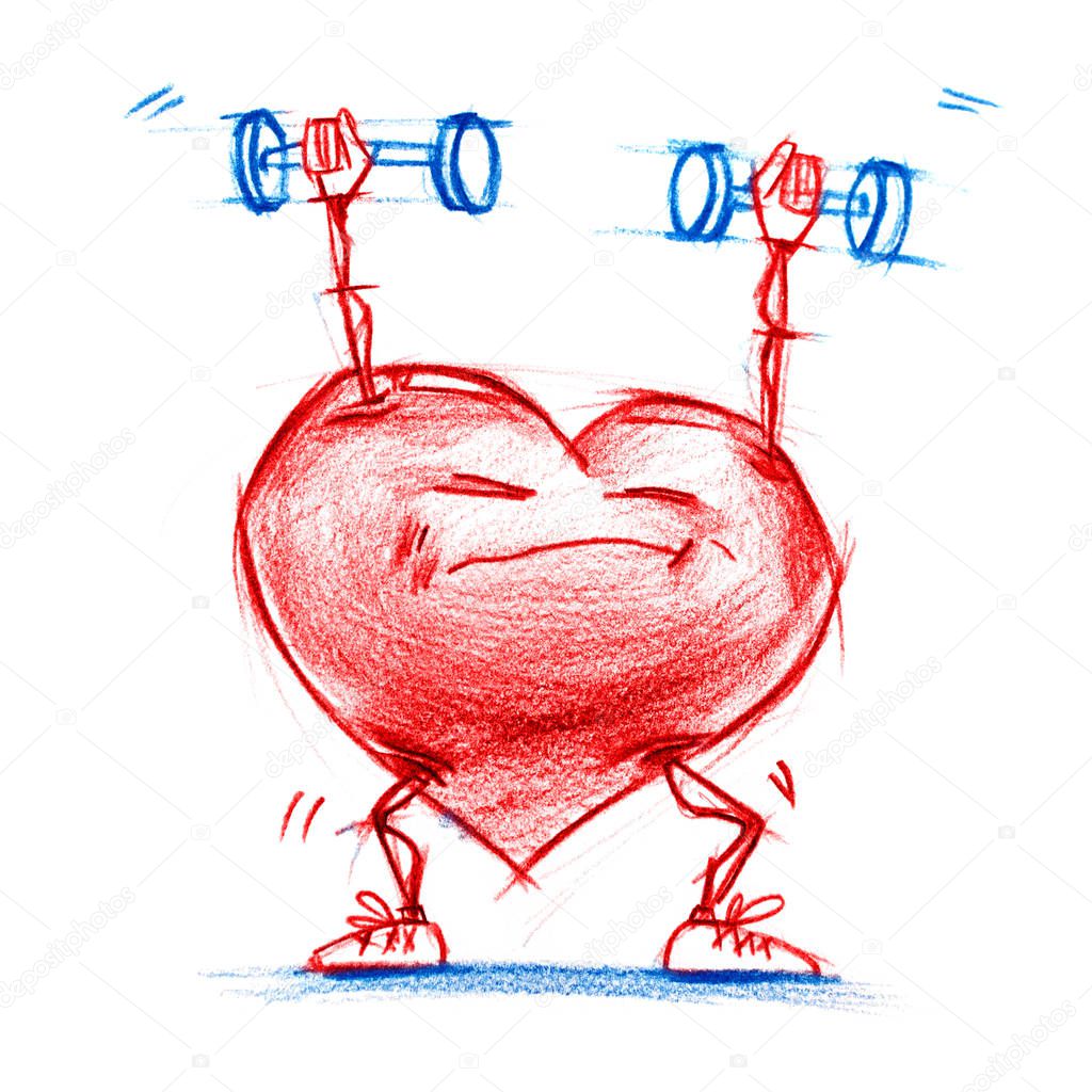 Athlete Lifting Weights Character Heart Graphic — Stock Photo