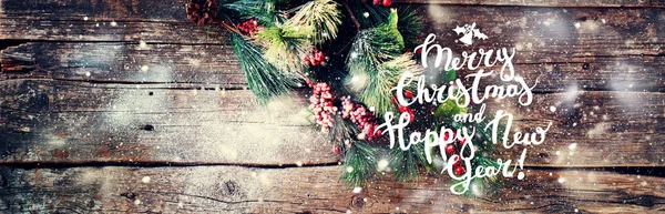 Text Christmas Vintage bakgrund Fir Tree bär — Stockfoto