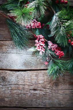 Noel Vintage arka plan köknar ağacı meyveleri