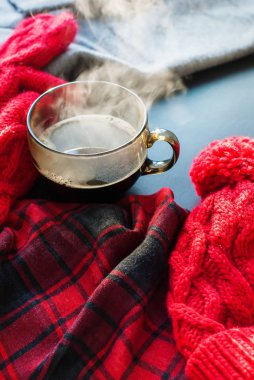 Çay bardağı sıcak Buhar kış sonbahar zaman yeni yıl
