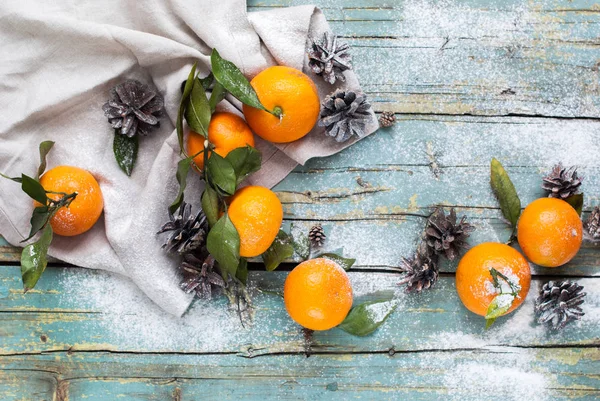 Julhelgen mandariner ovanifrån Tradition — Stockfoto