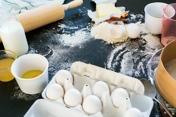 Förberedelse bakning kök livsmedelsbutiker topp ingrediens — Stockfoto