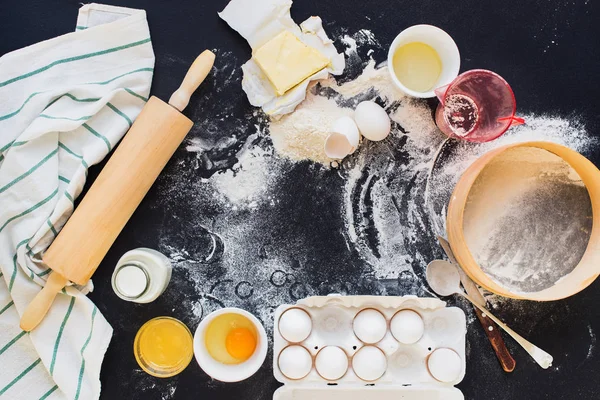 Förberedelse bakning kök livsmedelsbutiker topp ingrediens — Stockfoto