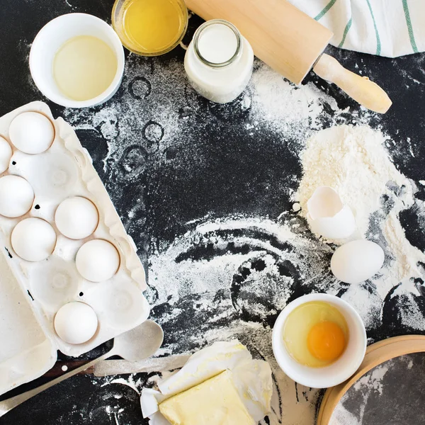 Förberedelse bakning kök livsmedelsbutiker topp ingrediens — Stockfoto