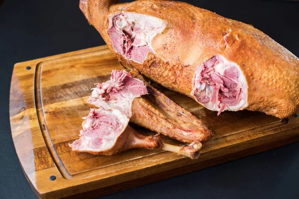 Smoked Duck Whole Sliced Wing Breast Wooden Tray