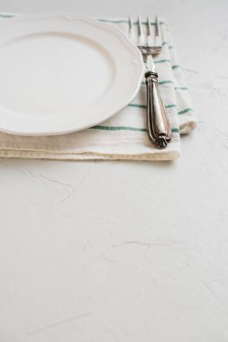 Tablo ayarı plaka peçete çanak çatal Üstten Görünüm