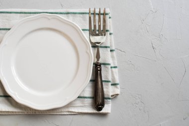 Tablo ayarı plaka peçete çanak çatal Üstten Görünüm