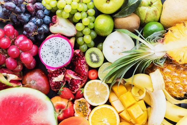 Tropical Fruits Raw Eating Concept Food Dark — Stock Photo, Image