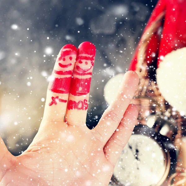 Δάχτυλο τέχνη φίλοι γιορτάζει Χριστούγεννα έννοια — Φωτογραφία Αρχείου
