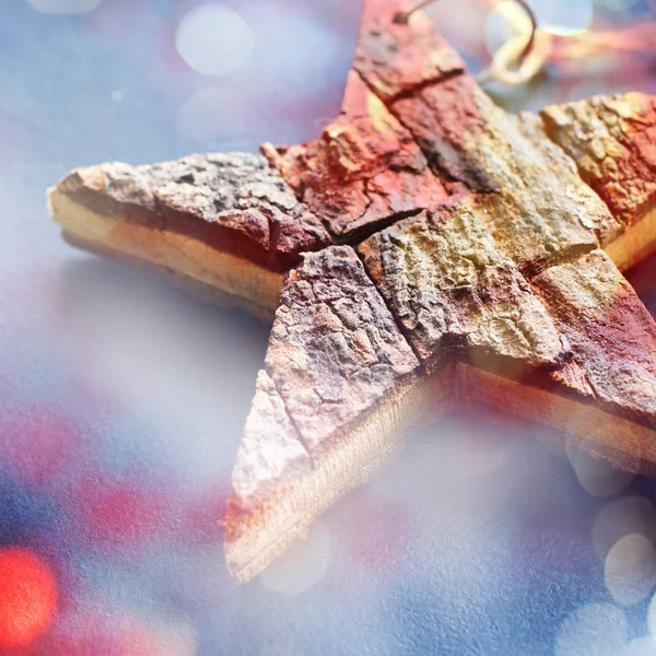 Dřevěná hvězda vánoční hračka nový rok přirozený dar — Stock fotografie