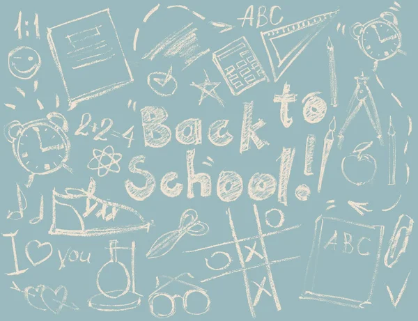 Set Sketch Symbols Concept Back to School Drawing — Stock Photo, Image