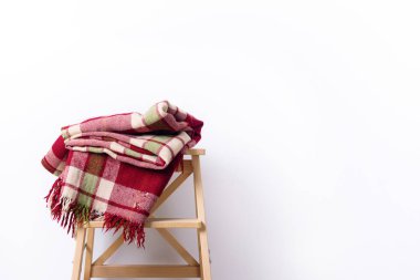 renkli tartan ekose yün Tekstil ahşap tabure