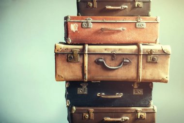 Vintage eski Bagaj bavul eski püskü