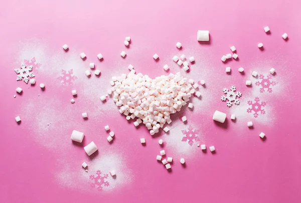 Begreppet förberedelse jul hjärtat Marshmallows — Stockfoto