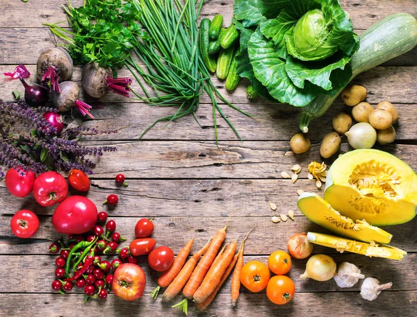 Assortment Fresh Organic Vegetables Frame Market — Stock Photo, Image