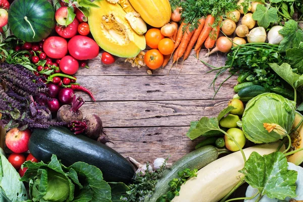 Assortment Fresh Organic Vegetables Frame Market — Stock Photo, Image