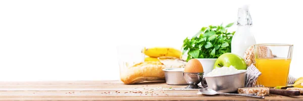 Afiş organik maddeler sağlıklı kahvaltı — Stok fotoğraf