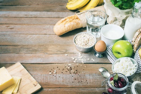 Zutaten gesundes Frühstück Haferflocken Obst — Stockfoto