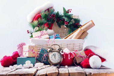 Noel hediyeler Vintage bej mavi kağıt ambalaj