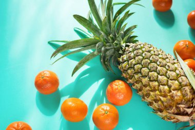 mandalina ananas tropikal meyve vitaminler arka plan