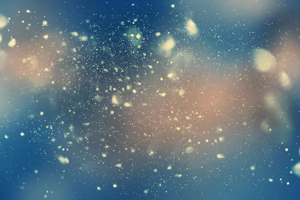 Sníh padající efekt noční obloha abstraktní pohádka — Stock fotografie
