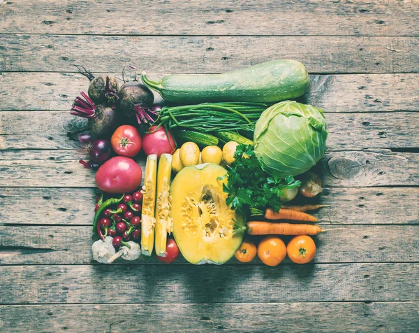 Assortment Fresh Organic Vegetables Frame Market — Stock Photo, Image