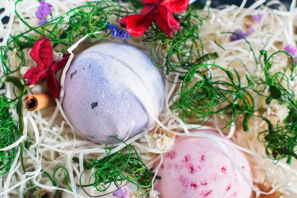 Bath bombs aromatic fragrant color hand made — Stock Photo, Image