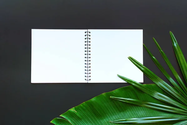 Tropical Palm Leaf Notebook Flat Lay