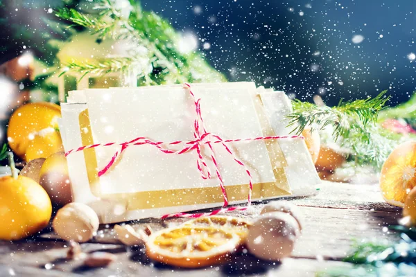 Cartões escritos Feliz Natal e Feliz Ano Novo — Fotografia de Stock