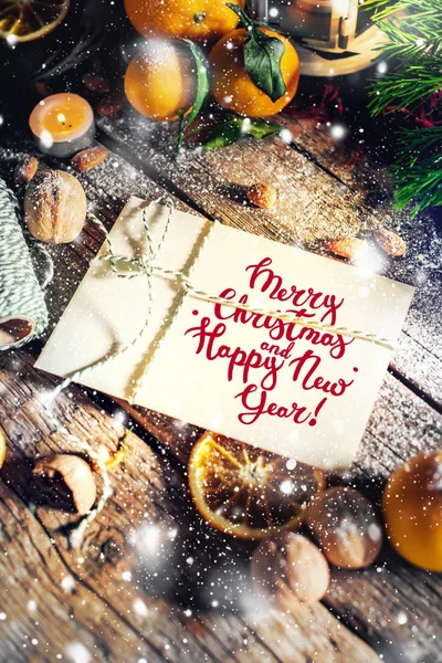 Mensaje de tarjeta de Navidad Feliz Navidad Feliz Nuevo —  Fotos de Stock