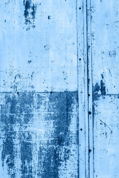 Scratched Rusty Damage Metal Panel blue trend — Stock Photo, Image