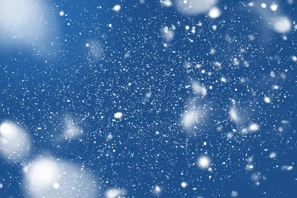 Snow falling effect from night sky Abstract blue color — 스톡 사진