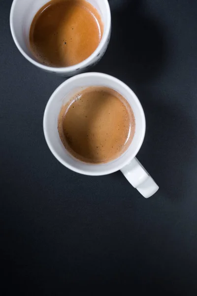 Taza fresca café expreso leche Fondo alimenticio — Foto de Stock