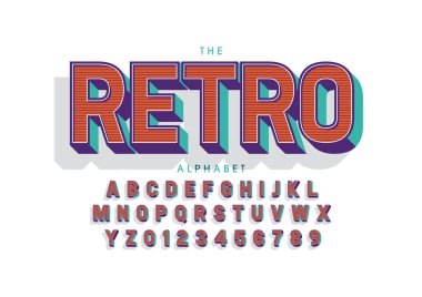 Renkli alfabe şablonu, basit biçim, vektör illüstrasyonu 