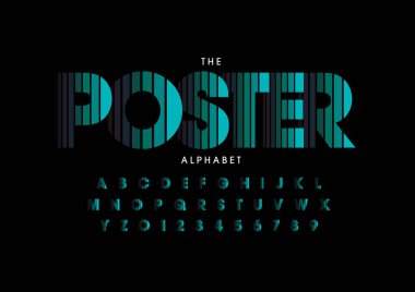 Renkli alfabe şablonu, basit biçim, vektör illüstrasyonu 