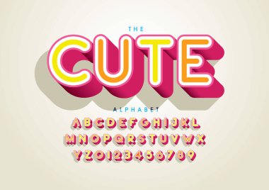 Renkli alfabe şablonu, basit biçim, vektör illüstrasyonu 