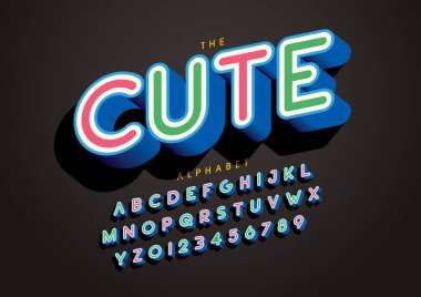 Renkli alfabe şablonu, basit biçim, vektör illüstrasyonu 