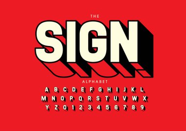 Renkli alfabe şablonu, basit biçim, vektör illüstrasyonu 