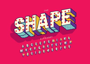 Renkli alfabe şablonu, basit biçim, vektör illüstrasyonu 