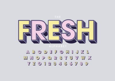 Renkli alfabe şablonu, basit biçim, vektör illüstrasyonu 