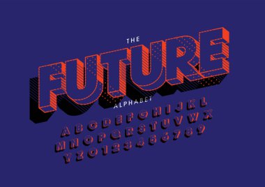 Renkli alfabe şablonu, basit biçim, vektör illüstrasyonu 