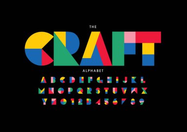 Renkli alfabe şablonu, basit biçim, vektör illüstrasyonu 