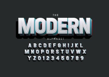 Renkli alfabe şablonu, basit biçim, vektör illüstrasyonu 