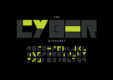 Renkli alfabe şablonu, basit biçim, vektör illüstrasyonu 