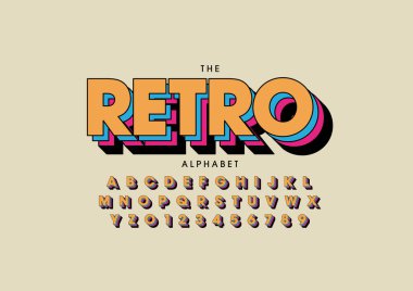 Renkli alfabe şablonu, basit biçim, vektör illüstrasyonu 