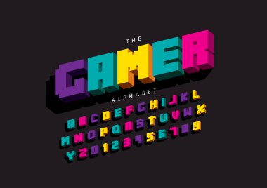 Renkli alfabe şablonu, basit biçim, vektör illüstrasyonu 