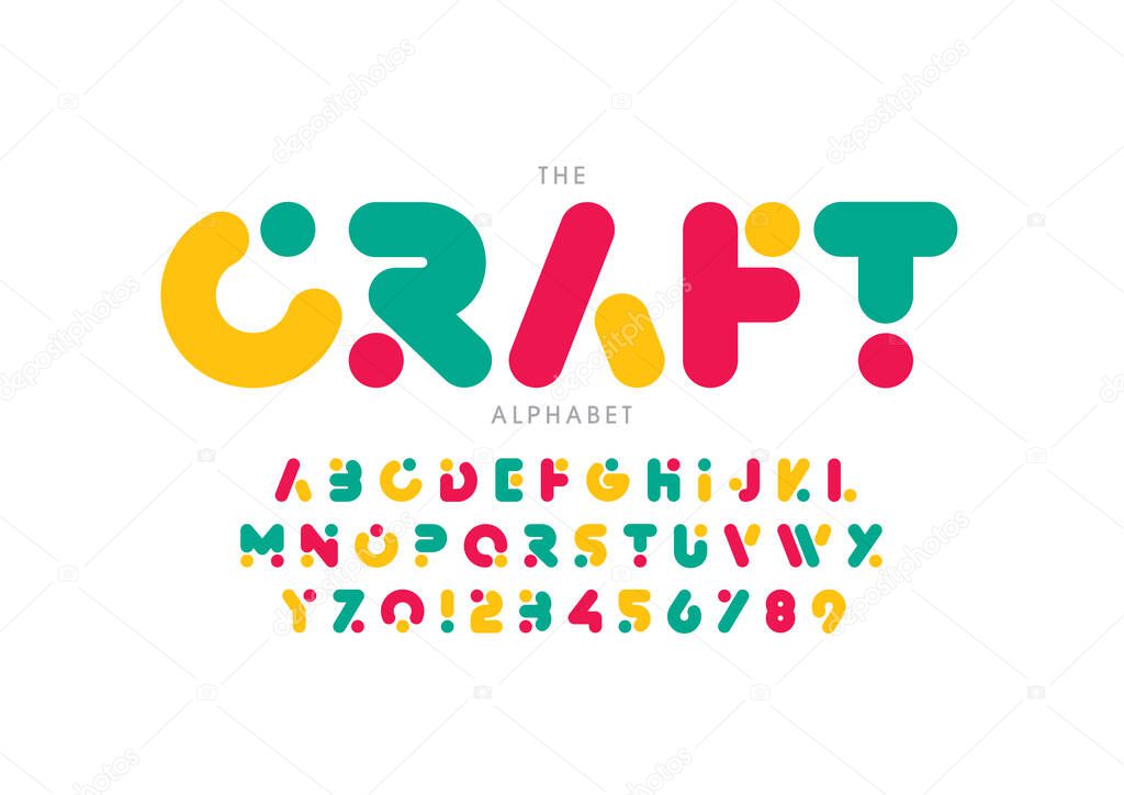 Colored alphabet template, simple style, vector illustration 